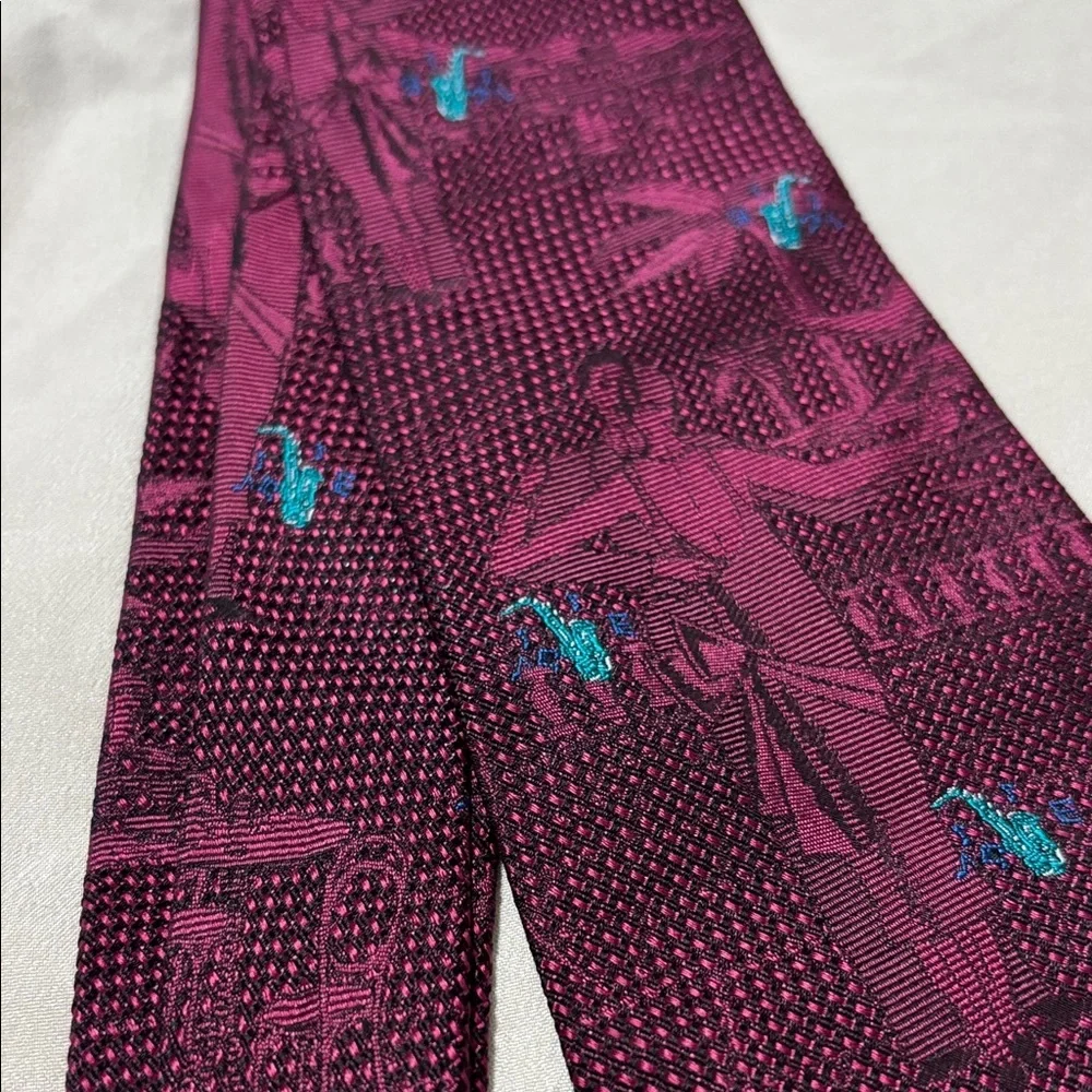 Boss Burgundy and Teal Patterned Tie - Picture 5 of 6